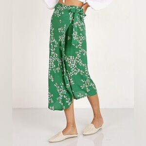 Faithfull the Brand Green Floral Linnie Wrap Skirt size 8/L